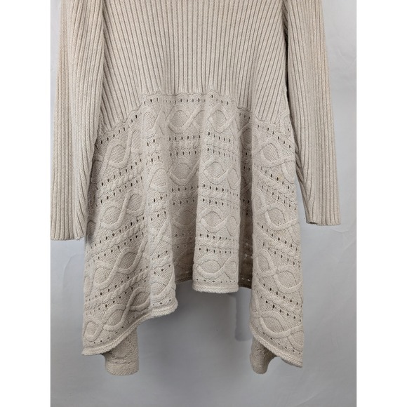 OSO CASUALS Beige Tan Cable Knit Duster Cardigan Sweater Y2K Grunge Indie Sleaze - Picture 7 of 9